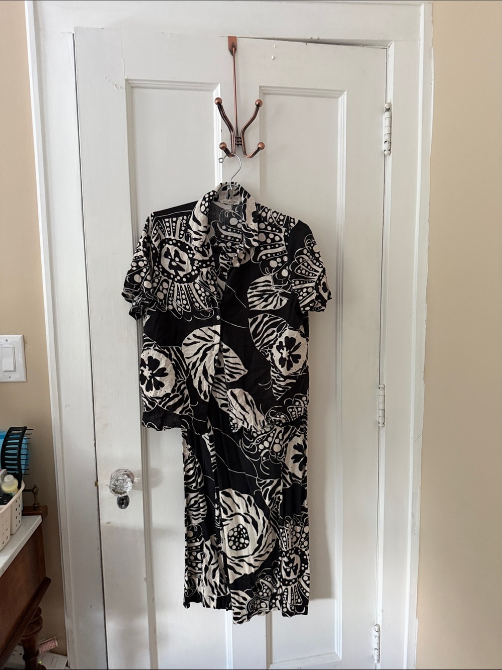Christian Siriano Black and White Floral Midi Jumpsuit